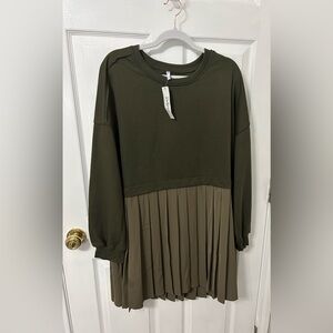 Olive Green Ribbed Long Sleeve Top